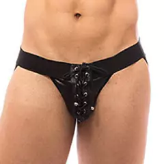 Cueca Jockstrap Fechada c/ Ilhós (Saqueira) Preta - masculino - Mais Prazer