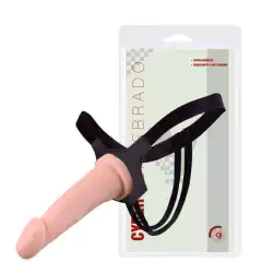 Cinta com prótese peniana vertebrada em Cyber Skin® 19 x 4,5Cm - Cor Bege