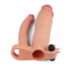 Capa Peniana Bege com Ponta Maciça de 5 cm, pênis companheiro e Estimulador de Clitóris com vibrador - LOVE TOY - loja online