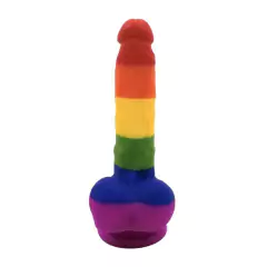 Pênis Colorido 20cm em CyberSkin Macio e Firme com Escroto e Ventosa - Mais Prazer
