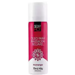 Óleo beijável para massagem em Aerosol Sabor Morango (70ml/40g) - comprar online