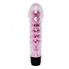 Vibrador multivelocidade em Silicone com ponta saliente Texturizada - Rosa - Mais Prazer
