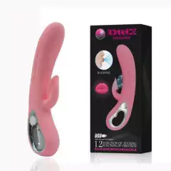 Vibrador com Estimulador Clitoriano com Sucção, Alça Metalizada e 12 Modos de Vibração