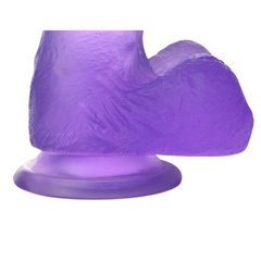 Pênis Lilás em Jelly Super Macio e Firme 17,5 cm com Escroto e Ventosa - comprar online