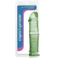 Capa massageadora com anel testicular para manter a ereção - 14cm fosforescente