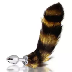 Plug Anal em Aço Cromado com cauda de Raposa c/ 25 cm - Joia Anal na internet