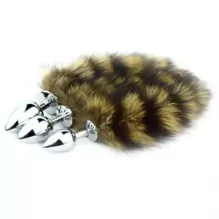 Plug Anal em Aço Cromado com cauda de Raposa c/ 25 cm - Joia Anal - comprar online