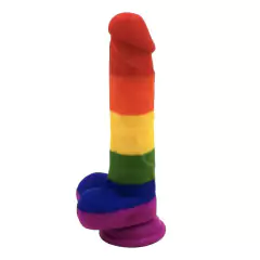 Pênis Colorido 20cm em CyberSkin Macio e Firme com Escroto e Ventosa