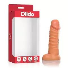 Pênis Flexível e atóxico nervoso - com escroto 17 x 4 cm na cor bege