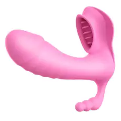Vibrador com estimulador clitoriano, mini pênis e 7 variações de Vibração Recarregável - SEX MASSAGER Dibe - Mais Prazer