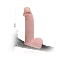 Cinta com prótese peniana Inflável realístico - Strap On - cor bege 18 x3,5 cm - loja online