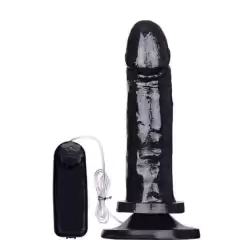 Pênis macio com Vibro e Ventosa 15,5 x 3,7 cm cor Preto