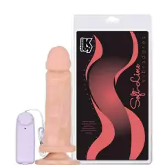 Pênis macio com Vibro e Ventosa 17 x 4 cm cor Bege
