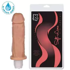 Pênis macio e flexível com Vibrador 18 x 4,7 cm cor Bege