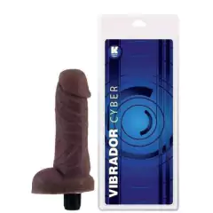 Pênis em cyberskin com Vibrador cor Chocolate 15 x 3,5 cm
