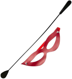 Kit com Chibata e Máscara Vermelha Muito Sensual - DOMINATRIXXX