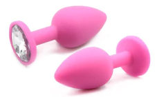 Plug Anal MÉDIO feito em Silicone Rosa Super Macio - Joia Anal c/ Pedra 8 x 3,5 cm - comprar online