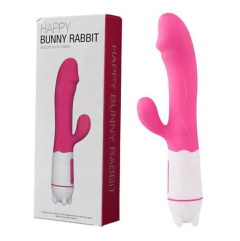 Vibrador Dupla Estimulação Ponto G e Clitóris c/ 36 Níveis de Vibração RECARREGÁVEL - Dildo Happy Bunny Rabbit