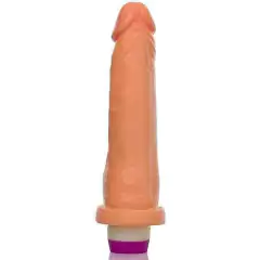 Pênis Realista com vibrador - 18,5 x 4,5 cm na cor bege - comprar online