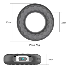 Cock Ring Anel Peniano Ruber - Vibro Recarregável 10 vibrações