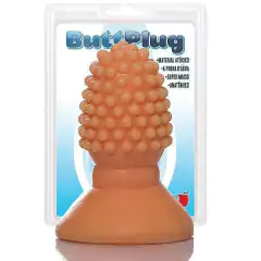 Plug Anal Pequeno Framboesa com cravinhos, 7,5 x 3,5 cm na cor bege