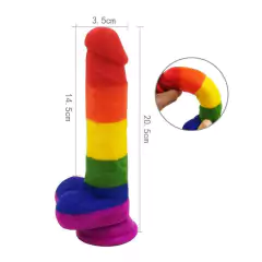 Pênis Colorido 20cm em CyberSkin Macio e Firme com Escroto e Ventosa - loja online