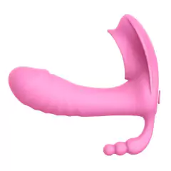 Vibrador com estimulador clitoriano, mini pênis e 7 variações de Vibração Recarregável - SEX MASSAGER Dibe na internet