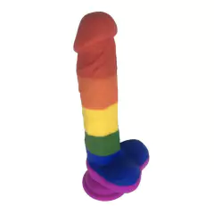 Pênis Colorido 20cm em CyberSkin Macio e Firme com Escroto e Ventosa