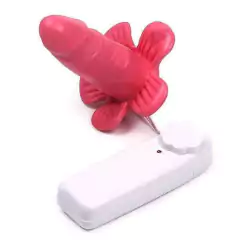 Vibrador pequena flor com penis na cor rosa 11 cm - comprar online
