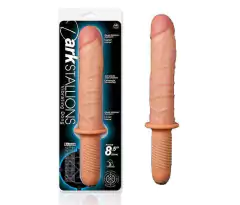 Pênis 22Cm Com Manopla e 2 Vibradores - Dark Stallions