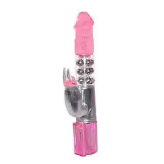 Vibrador Rotativo 2 motores Classic rosa - vibrador rotativo, ajuste de velocidade e rotação, esferas massageadoras - Mais Prazer