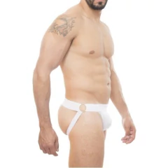 Cueca Jockstrap branca com argolas em metal - comprar online