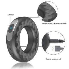 Imagem do Cock Ring Anel Peniano Ruber - Vibro Recarregável 10 vibrações