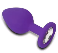 Plug Anal Grande feito em Silicone Roxo Super Macio - Joia Anal c/ Pedra- 9,3 x 4,2 cm - comprar online