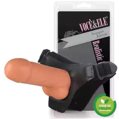 Strap On com Prótese Vader com escroto - 20x5 cm na cor bege