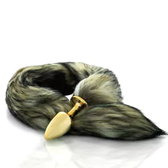 Plug em Metal Dourado com Rabo longo e Dourado de raposa - HARD
