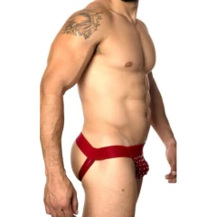 Cueca Jockstrap vermelha com abertura frontal na internet