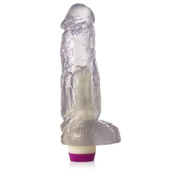Pênis Kong com Vibro Multivelocidade e Escroto- 19,5 x 5,5 cm -Translúcido