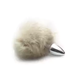 Plug anal de metal cromado com rabo pompom - HARD - comprar online