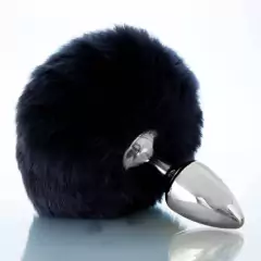 Plug anal de metal cromado com rabo pompom - HARD na internet
