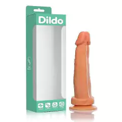 Pênis Flexível e atóxico 8 com ventosa - 16 x 4 cm na cor bege