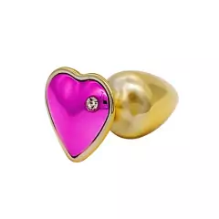 Plug Metal Dourado Com Pedra De Coração