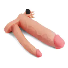 Capa Peniana Bege com Ponta Maciça de 5 cm, pênis companheiro e Estimulador de Clitóris com vibrador - LOVE TOY na internet