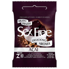 Preservativo com Aroma Açaí Lubrificado - SEX FREE c/ 3 Un