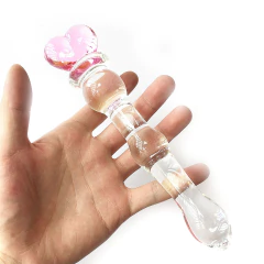 Plug em Vidro Transparente 15,5 x 2,5 cm Escalonado com Base em formato de Coração