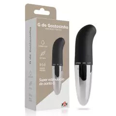 Vibrador Ponto G em ABS Soft Touch Preto e cromado - G de Gostosinho