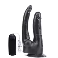 Pênis Dupla penetração com Ventosa e Vibro cor preto - comprar online
