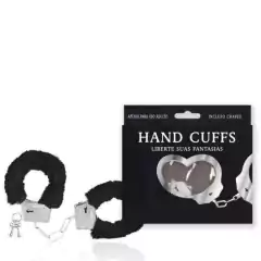 Algemas Reguláveis com Chaves e Pelúcia Preta - HANDS CUFFS - comprar online