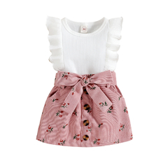 Conjunto blusa babado e saia veludo - comprar online
