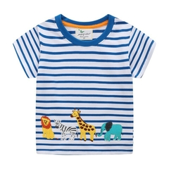 Camiseta infantil estampa aplique animais - loretakidsstore